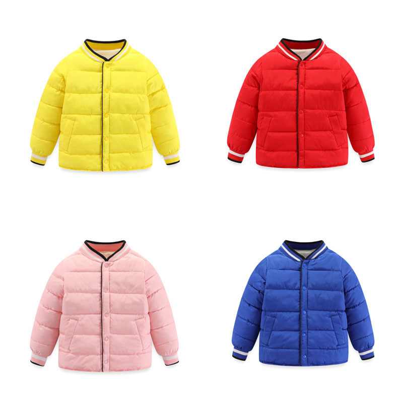 Ropa infantil fuera de temporada ropa de algodón para niños ropa de bebé acolchada de algodón acolchado niñas niños ligero forro de color sólido 2024 Nuevo