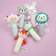 mamibeby婴儿玩具响纸BB棒手摇新生儿安抚手摇卡通动物手抓棒