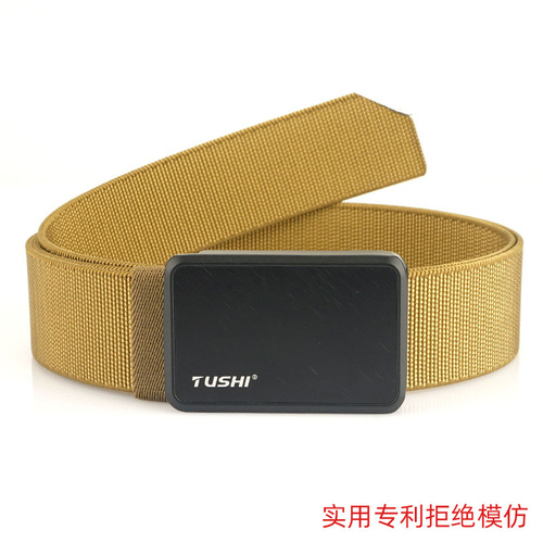 Cross-border hot selling new style aluminum alloy tactical belt elastic woven belt fashionable young men's casual belt