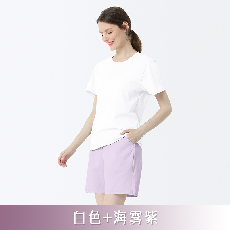 Luz de lujo piel algodón mercerizado las mujeres del verano pijamas traje antibacteriano sensación fresca delgada casual Home wear