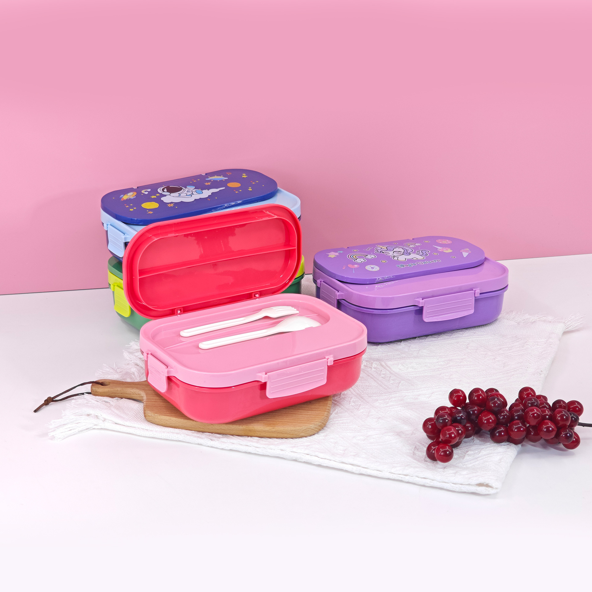 Postaje gratuito para adultos oficina almuerzo con cubiertos, microondas portátil caja de almuerzo de plástico de gran capacidad