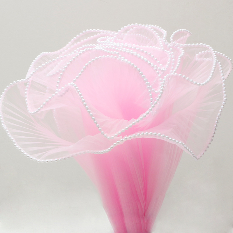 Perla aerosol hilo flor bolsa de embalaje flor hilo ramo material Rosa malla flor tienda material onda hilo al por mayor