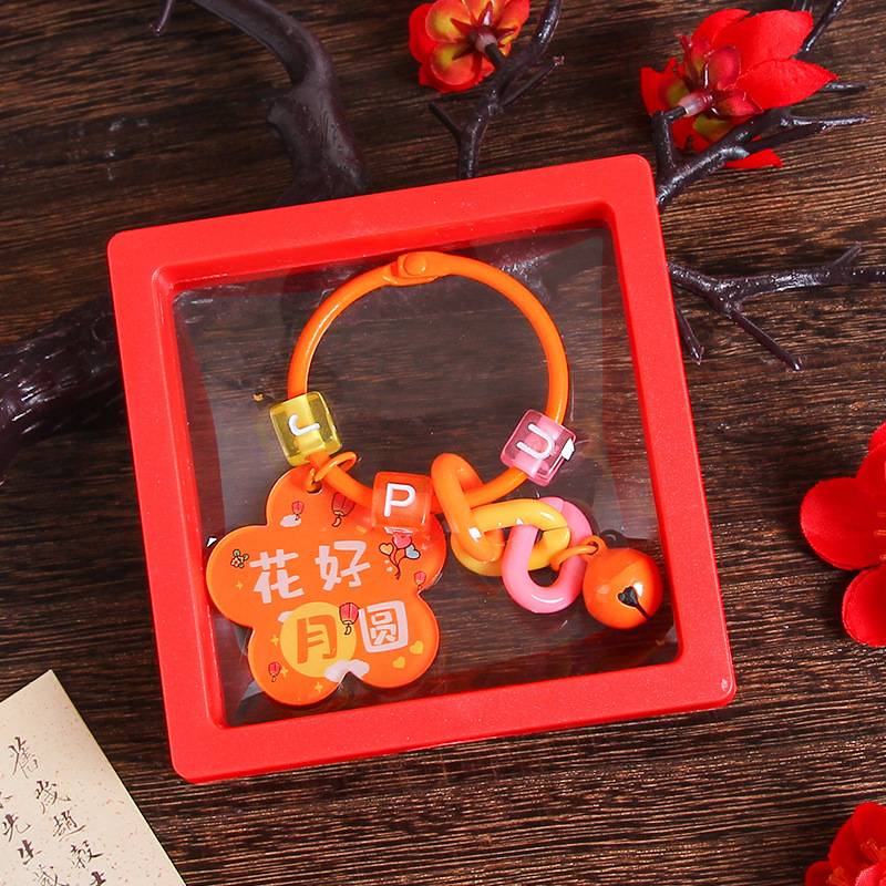 中秋節の楽しい字の札のキーホルダーのペンダントの贈り物のアクリルの両面の文字の花の良い月の円の鍵のチェーンは飾りを掛けます。|undefined