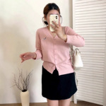 【包邮】大码女装宽松慵懒外套女v领上衣2025秋款胖mm针织衫开衫