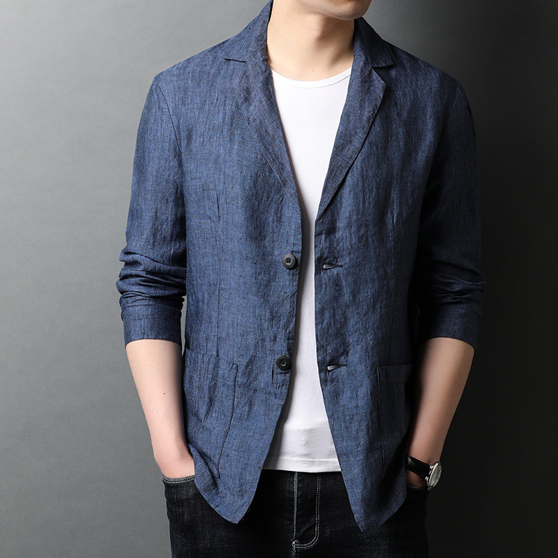 2025 Spring New Men's Business Casual Thin Linen Small Suit Men's Casual Suit Casual Jacket