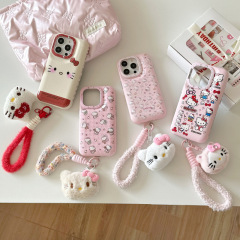 かわいい女の子ドラムバッグ KT 猫 Apple 16promax 携帯電話ケース iPhone15 ポータブル 14 クリエイティブ 13 韓国語に適しています