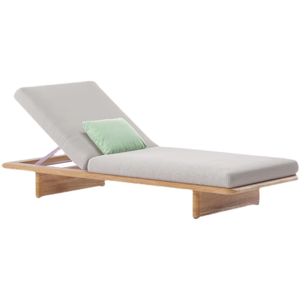 Cama reclinada terraza al aire libre villa piscina silla de playa silla de madera maciza muebles nórdico plegable silla de descanso al aire libre