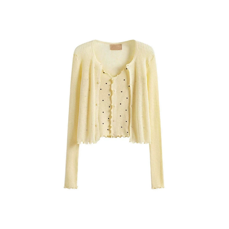 Korean-Style Thin Knit Cardigan for Women, Summer 2026 New Style, Two-Piece Set with Camisole Dress and Outer Cover-Up, High-End Top Korean-Style Thin Knit Cardigan for Women, Summer 2026 New Style, Two-Piece Set with Camisole Dress and Outer Cover-Up, High-End Top