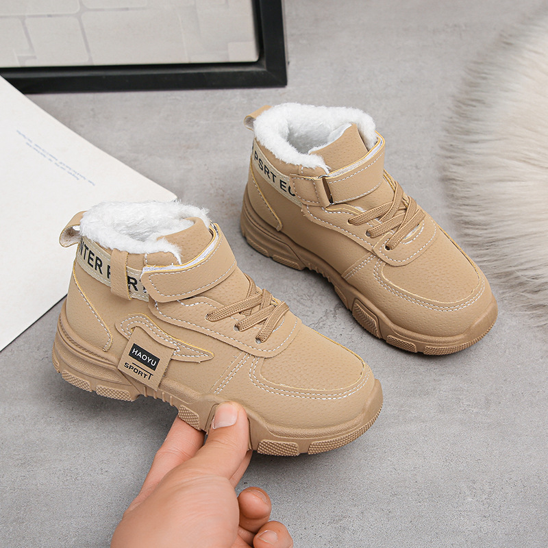 Zapatos para niños otoño y invierno 2024 niños con calentamiento de lana gruesa botas de nieve zapatos deportivos de algodón para niños y niñas