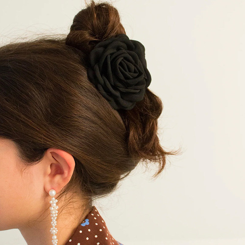 Caro same-style flower claw clip rose hairpin women's European and American hair claw back-of-head shark clip hair accessory summer