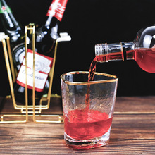 网红时尚锤目纹爱心三角杯金边电镀玻璃水杯果汁牛奶鸡尾酒杯家用