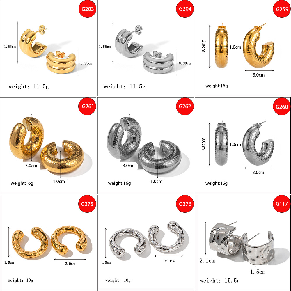Ear Cuffs, Earrings, Ear Studs Classification 1 Pair Quantity PVD Coated Real Gold Plated Geometric Titanium Steel Casual Simple Style Waterproof Non Tarnish Ear Cuffs Earrings Ear Studs