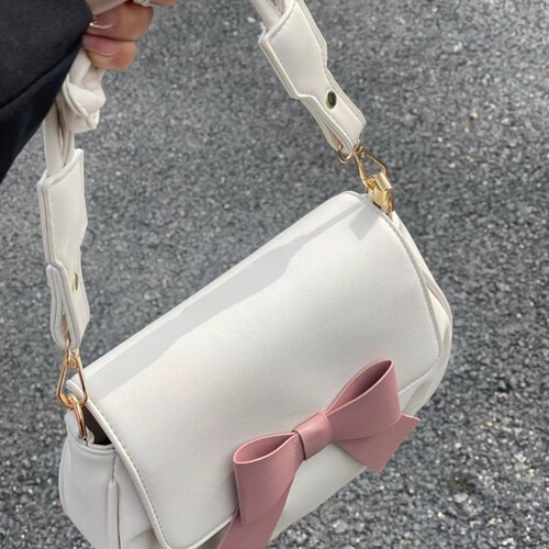 2024 spring new style simple and versatile bow small square bag pleated cloud bag soft one-shoulder crossbody bag for women