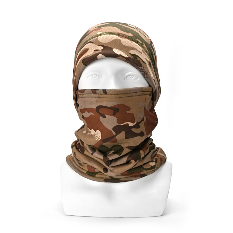 Invierno a prueba de frío cálido máscara de cara completa forrada de lana a prueba de viento capucha de la motocicleta de los hombres de camuflaje capucha polar Toalla de cara