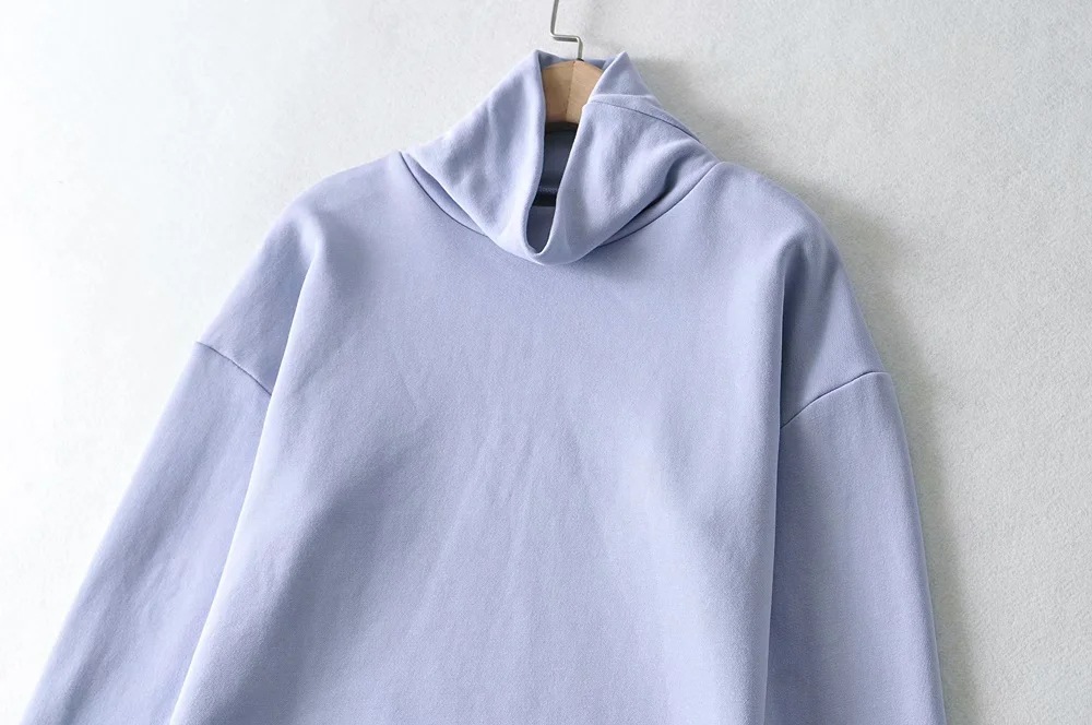 Dark high collar loose new pile collar sweatshirt NSHS29386