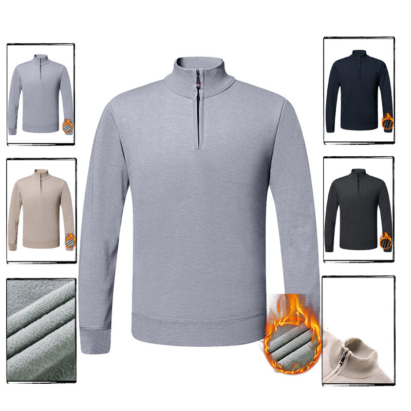winter solid color colored knitted sweater with zipper for leisure
