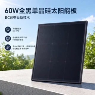 2026全新直供全黑单晶硅BC太阳能板 500*580mm 高效25.8%含税运