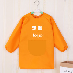 儿童画画防水长袖罩衣幼儿园美术绘画反穿衣宝宝吃饭围兜定围裙