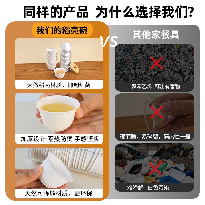 Taza de té portátil de camping con cáscara de arroz, taza de té desechable, taza de té kung fu, taza de arroz de alta calidad resistente a altas temperaturas