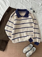 K 31397 Lazy Style Color Block Sweater ���ƴɫë�� �羳����