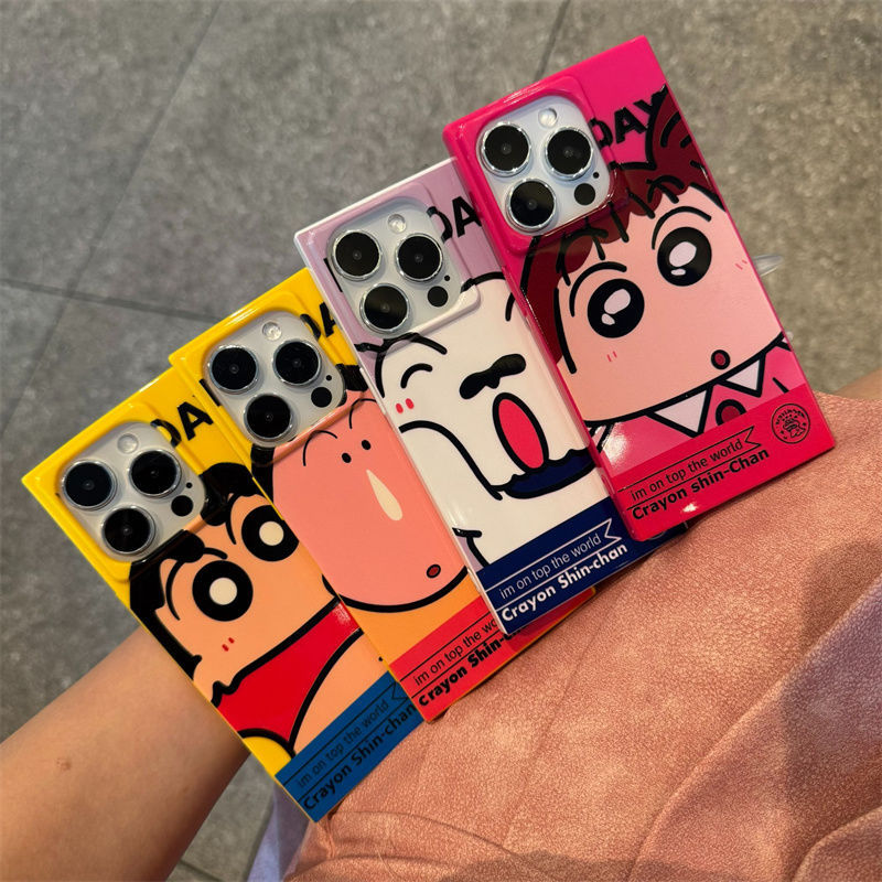 Cartoon Shin-Chan Companion Phone Case Suitable for Apple 17 Pro Max, Shockproof 16 Pro Trendy Square Large Hole Case 15