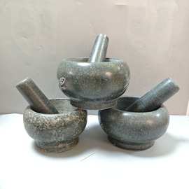正宗青石石盅 油麻石捣蒜臼蒜泥器家用花岗岩蒜臼捣蒜器蒜泥器
