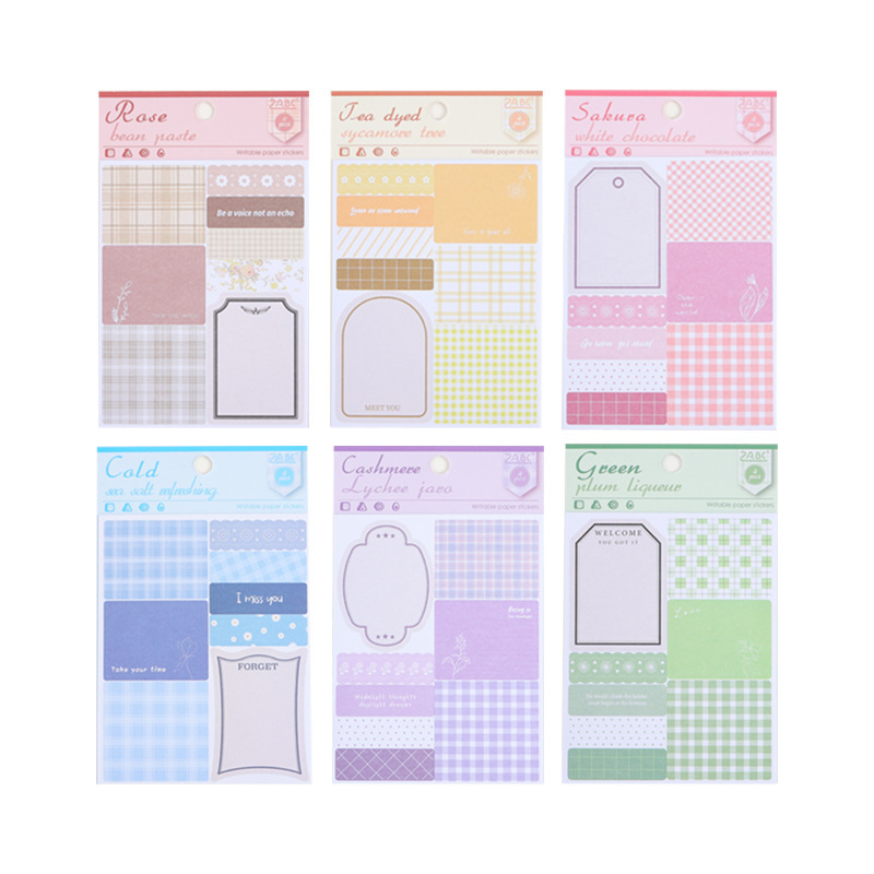 Soft Wind Sleeping Grid Antiguo Mensaje desgarrado Post-it - Notes Cuentas de mano transfronterizas Ins Style Material Paquete Di Di Stickers Decoration
