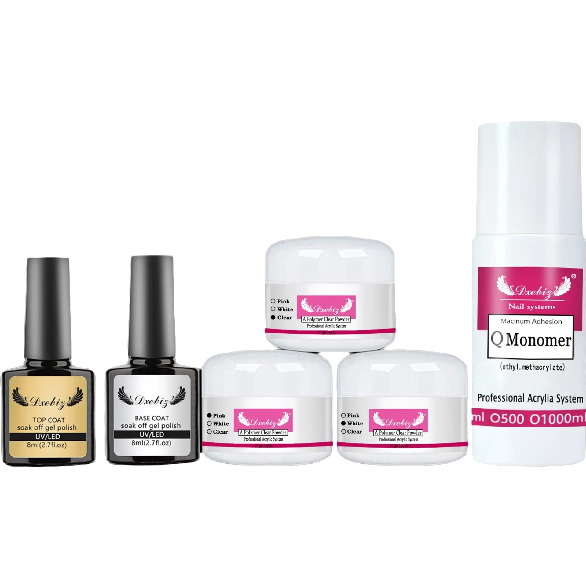 Conjunto completo de herramientas de uñas transfronterizas, líquido de cristal en polvo de cristal de 24 colores, pegamento de extensión para principiantes, pegamento de fototerapia