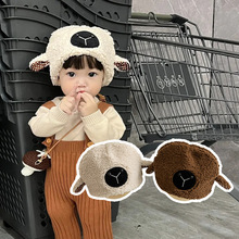 一潘 婴儿帽子秋冬2025新款网红款个性ins小羊宝宝盆帽儿童套头帽