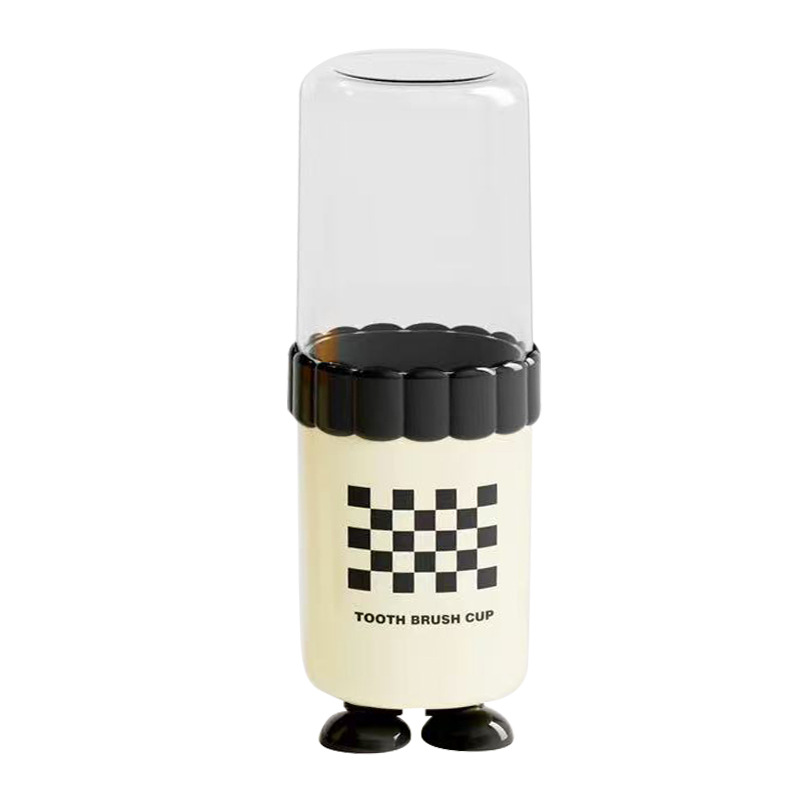 Lindo pie, taza de lavado de viaje, cepillado portátil, dibujos animados de bricolaje, cepillo de dientes para niños, taza de plástico para enjuague bucal