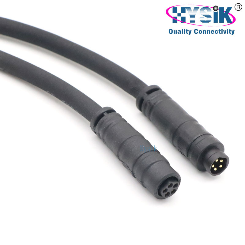 M8卡扣连接器延长线 5针 B编码 公转母延伸线快速对锁航空插头