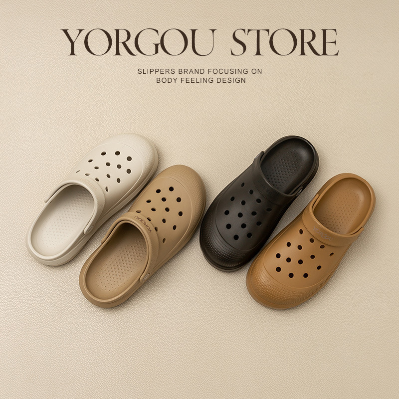 Yuangang 2025 New Hole Shoes Women's Summer Non-Slip Deodorant Soft Bottom Office Outwear Sandals for Men's Summer