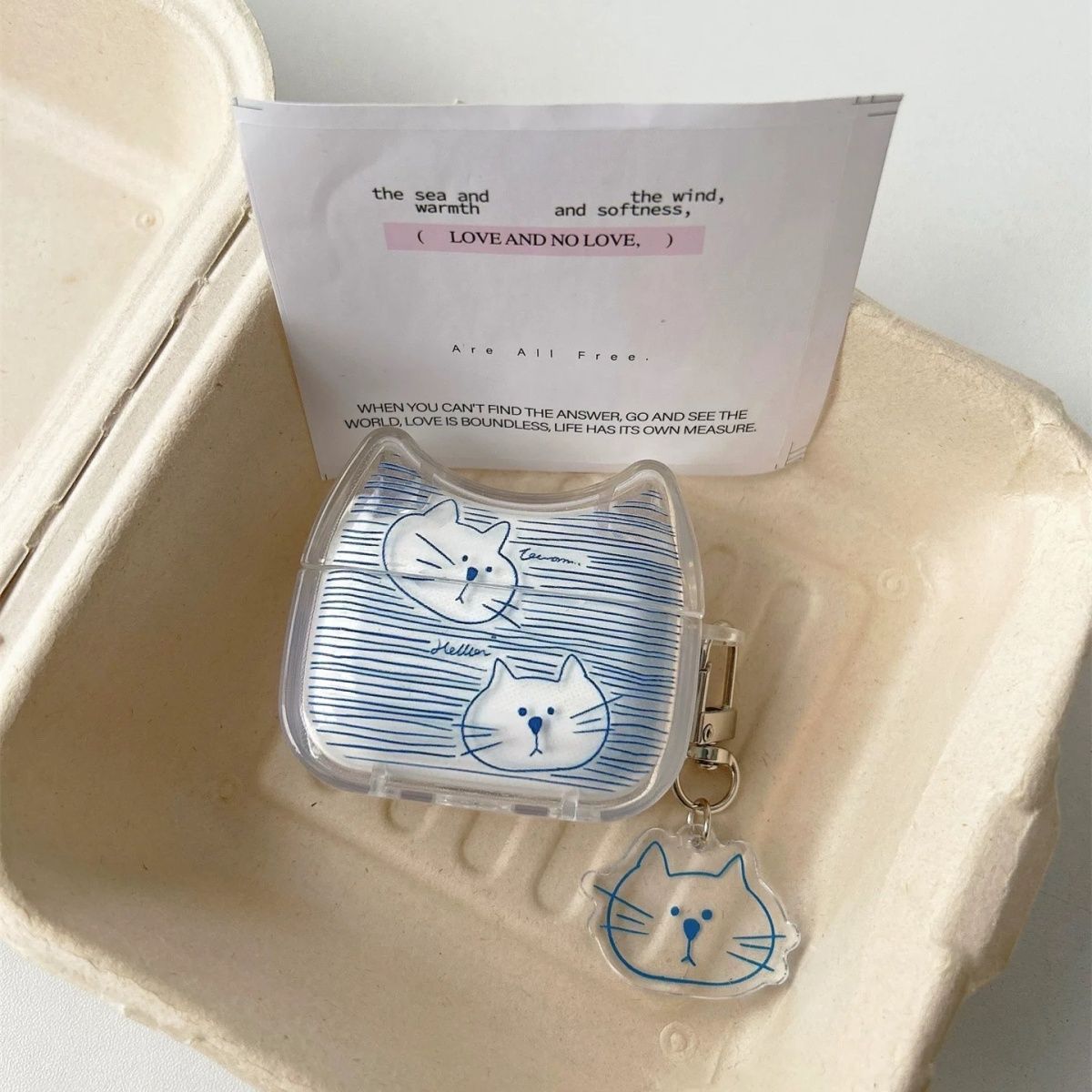 Blue Striped Cat AirPods 4th Generation Bluetooth Cover AirPods Pro 2nd Generation Apple Headset Cover 3rd Generation