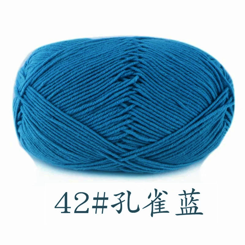Шерстяная пряжа из combed cotton 4-ply, моток 50 г, нитка 2 мм для крючка и вязания, разноцветная