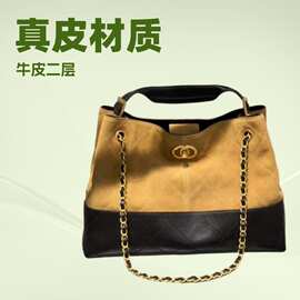 有标托特包2025新款hobo小香风25A磨砂链条水桶流浪包单肩麂皮包