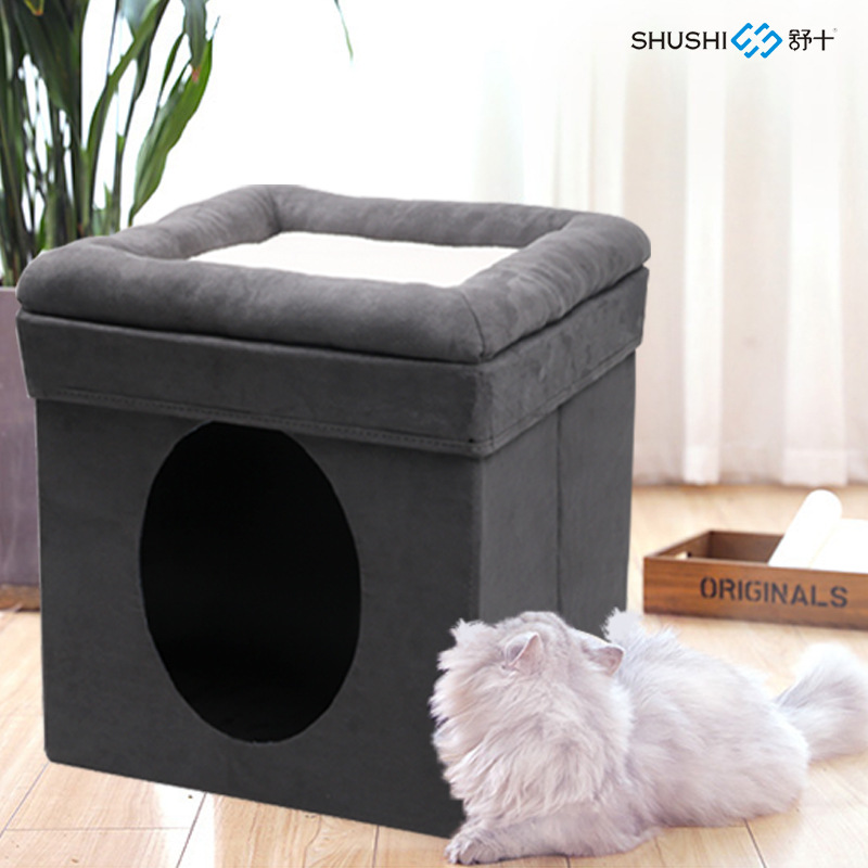 Nido para gatos Junhao para verano y todas las estaciones, estilo nórdico, hogar para mascotas, cama casa semicerrada plegable, suministros para gatos