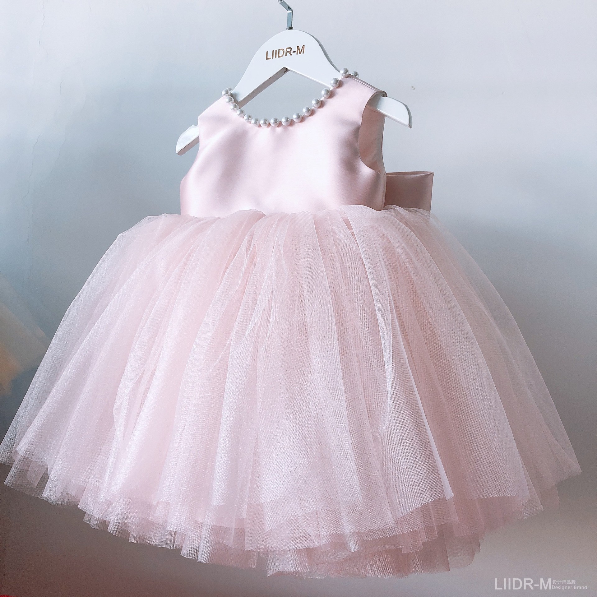 Mother & Kids Girls' Class B Banquet Princess Dress Pearl Decoration Polyester Fiber Spring New Style Baby Girls' Clothing 0-3Y_voghion.com