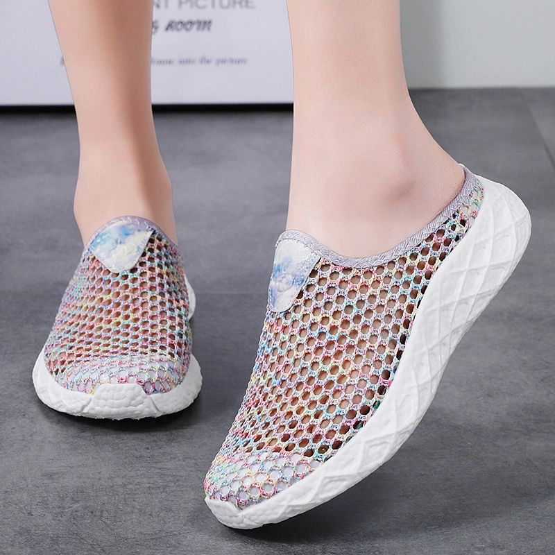 2025 Весна Новые Кроссовки Большого Размера Удобные Прогулочные Туфли Женские Дышащие Слипоны Обувь для Пожилых Пара Баотоу Тапочки