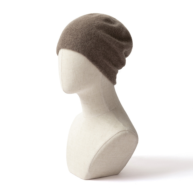 Autumn and Winter 100% Pure Cashmere Hats for Men and Women, Versatile Knit Hats for Large Head Sizes, Face-Slimming, Ear-Protecting Slouchy Hats, Cold Weather Hats