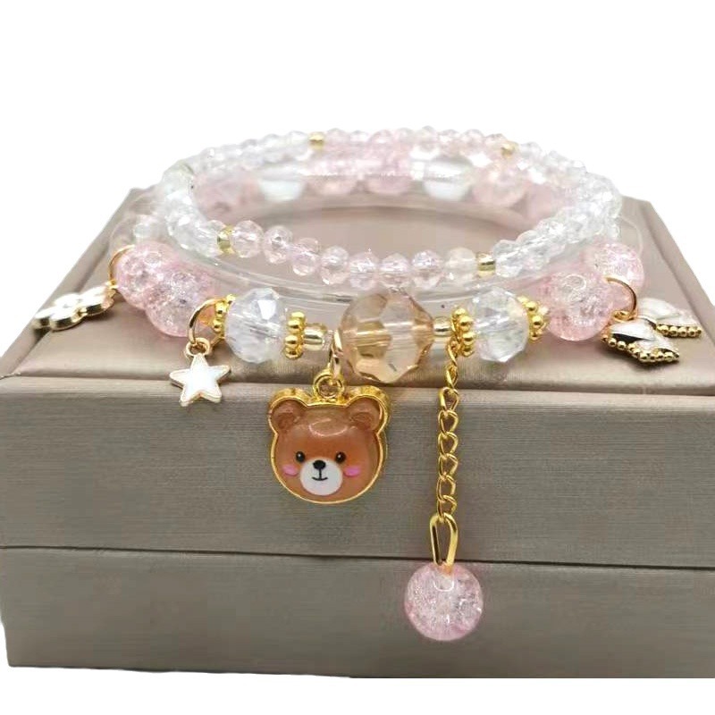 Pulsera para niños princesa femenina niña con cuentas de cristal estudiante hermanas novias pulsera joyería pulsera niños