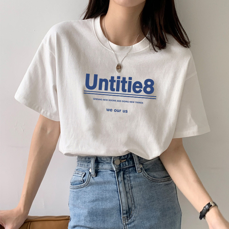 Heavy 230g cotton short sleeve T-shirt women's loose printed bottoming shirt summer cotton white T-shirt women's hair generation Heavy 230g cotton short sleeve T-shirt women's loose printed bottoming shirt summer cotton white T-shirt women's hair generation