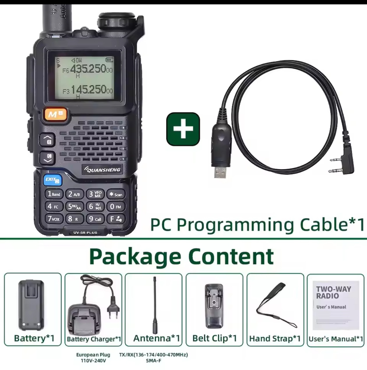 Quansheng UV-5RPLUS serie uv-k5 walkie-talkie de doble segmento al aire libre civil handstand de alta potencia Comercio exterior suministro exclusivo
