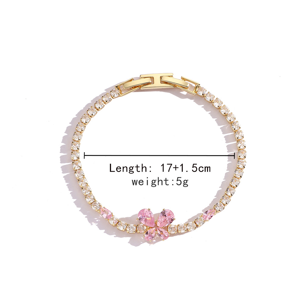 7g Weight Copper Pendant Material Zircon Inlay Material Bracelets Classification Copper Chain Material 1 Piece Quantity Casual, Daily Occasion Copper Material Heart Shape, Bow Knot Pattern Women's Gender Plating, Inlay Design Sweet Style Pink, Gold, Silver Color Copper Plating Inlay Heart Shape Bow Knot Zircon Bracelets 12