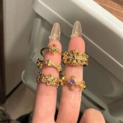 輕奢復古蕾絲鳶尾花宮廷風開口戒指女小眾高級感精緻氣質時尚指環