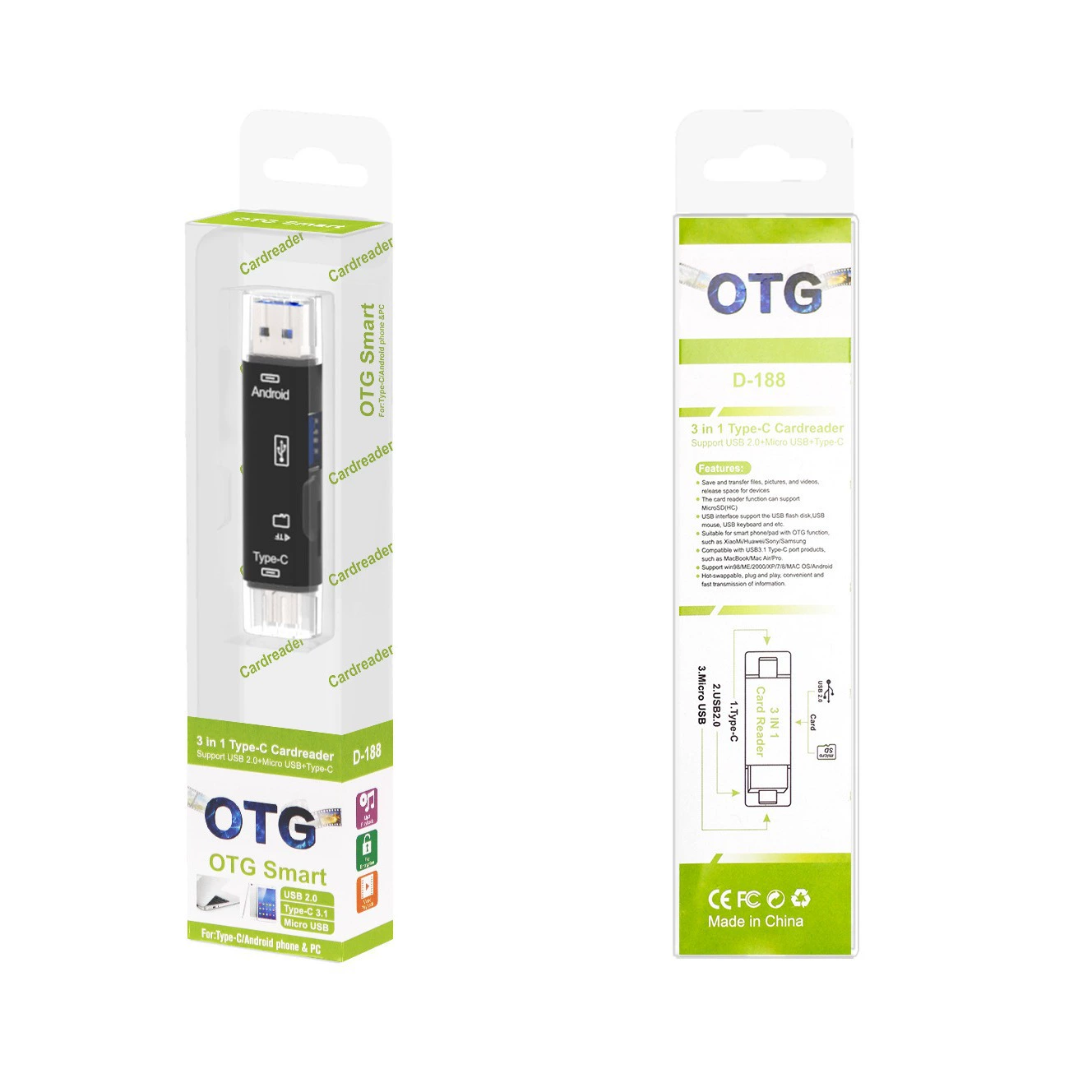 Заводской пяти в одном мультимодульный TF Type-C Android телефон компьютер USB2.0 считыватель карт