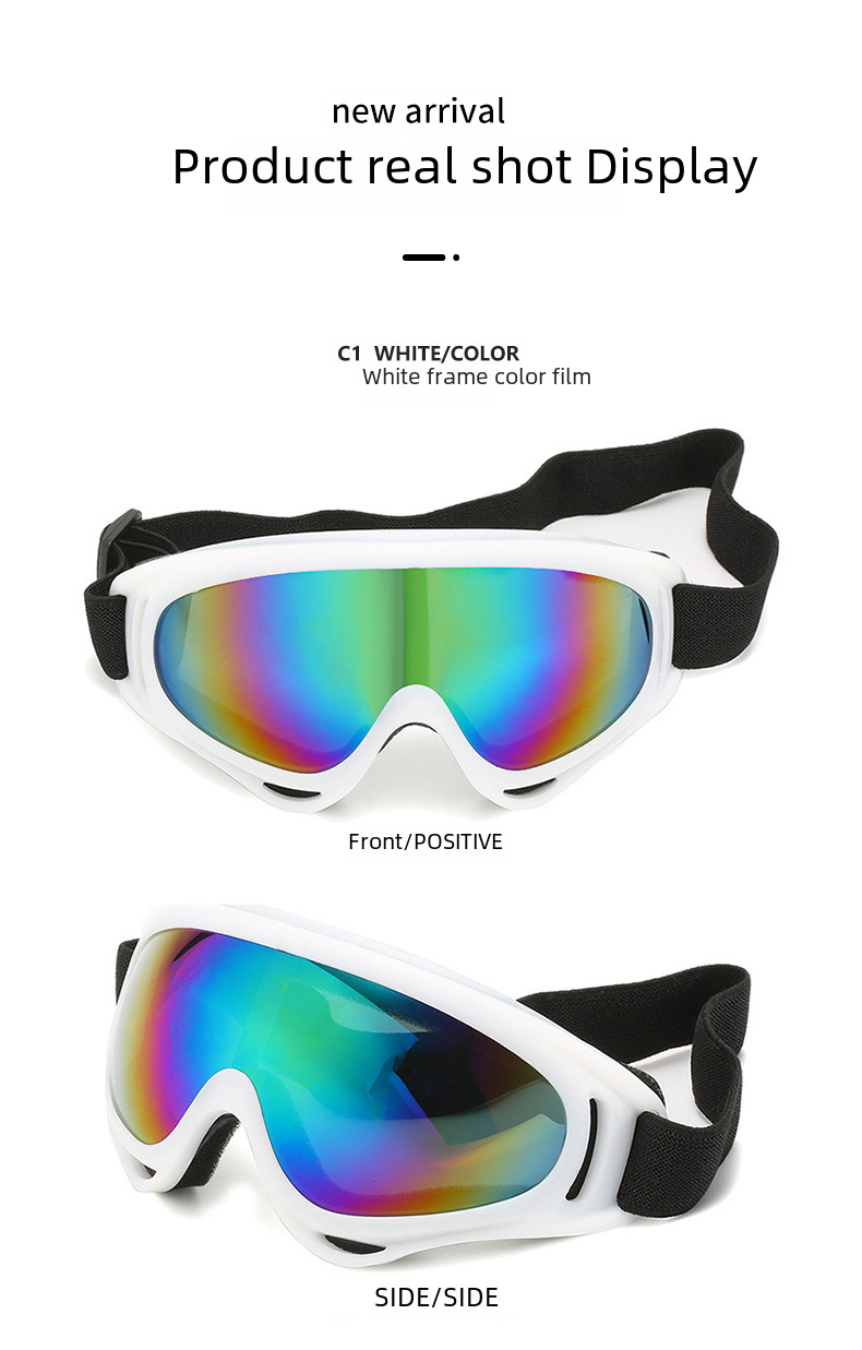 White dazzling winter ski glasses Motorcycle goggles Sports mountaineering goggles Outdoor riding glasses_voghion.com