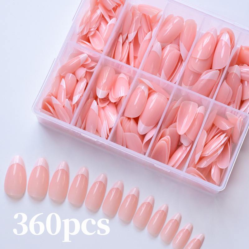 Popular 360-Piece Nude Pink French White-Edged Almond-Shaped Detachable Glossy Fake Nails for Wholesale Popular 360-Piece Nude Pink French White-Edged Almond-Shaped Detachable Glossy Fake Nails for Wholesale