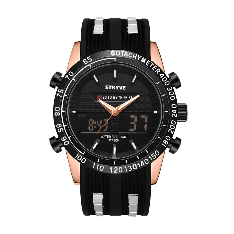 Stryve 8005 deportes impermeable reloj personalizado luminoso sincronización alarma doble pantalla reloj electrónico regalo creativo
