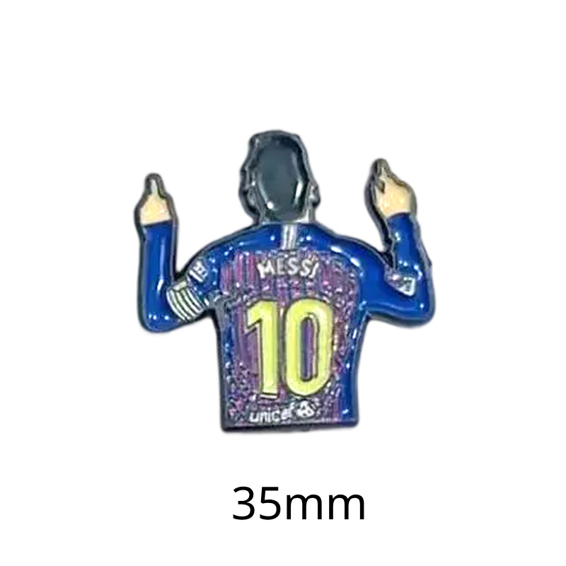 Fabricante personalizado Champions League World Cup Football Super Star Metal Insignia Imagen de dibujos animados Etiqueta del teléfono móvil Insignia Regalo