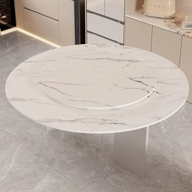 [white marble pattern] quadruple 1.5m + 1.0m round turntable + electric track with power bank